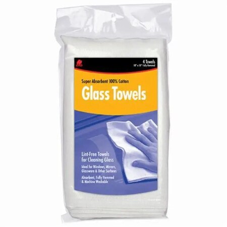 Buffalo Industries 18" x 18" White Glass Towel, PK 4 63100